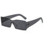(6 PACK) Wholesale Sunglasses New Arrival One Piece Unique Square Rimless Rivet Fashion 2024 - BulkSunglassesWholesale.com - Black Lens
