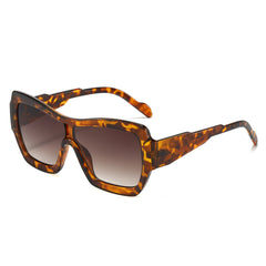 (6 PACK) Wholesale Sunglasses New Arrival One Piece Square One Piece Oversized Fashion 2025 - BulkSunglassesWholesale.com - Leopard Print Frame Gradient Tea Lens