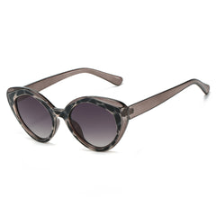 (6 PACK) Wholesale Sunglasses Vintage Cat Eye Women Trendy Square Round 2025 - BulkSunglassesWholesale.com - Grey Leopard Print Frame Gradient Grey