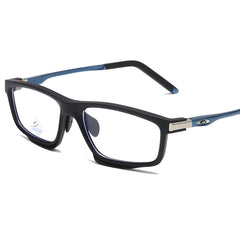 (12 PACK) Wholesale Sports Glasses TR Vintage Sport Antiblue Light Cycling 2025 - BulkSunglassesWholesale.com - Matt Black Frame Blue Temple