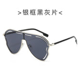 (6 PACK) Wholesale Sunglasses New Arrival Women Unique Women 2024 - BulkSunglassesWholesale.com - Silver Frame Black Black Lens