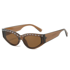 (6 PACK) Wholesale Sunglasses New Arrival Fashion Cat Eye Women Trendy Rhinestone Women 2025 - BulkSunglassesWholesale.com - Dark Tea Frame Tea Lens