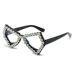 (6 PACK) Wholesale Sunglasses Women Fashion Oversized Rhinestone Butterfly Unique 2024 - BulkSunglassesWholesale.com - Black Frame White