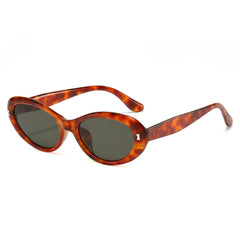 (6 PACK) Wholesale Sunglasses Oval Cat Eye Women Trendy Street 2025 - BulkSunglassesWholesale.com - Leopard Print Frame Black Lens