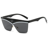 (6 PACK) Wholesale Sunglasses New Arrival Polygon Unique Square One Piece Fashion 2024 - BulkSunglassesWholesale.com - Black Frame Black Lens