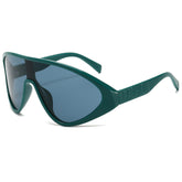 (6 PACK) Wholesale Sunglasses Aviator New Arrival Oversized One Piece Outdoor Windproof Street 2024 - BulkSunglassesWholesale.com - Green Frame Green Lens