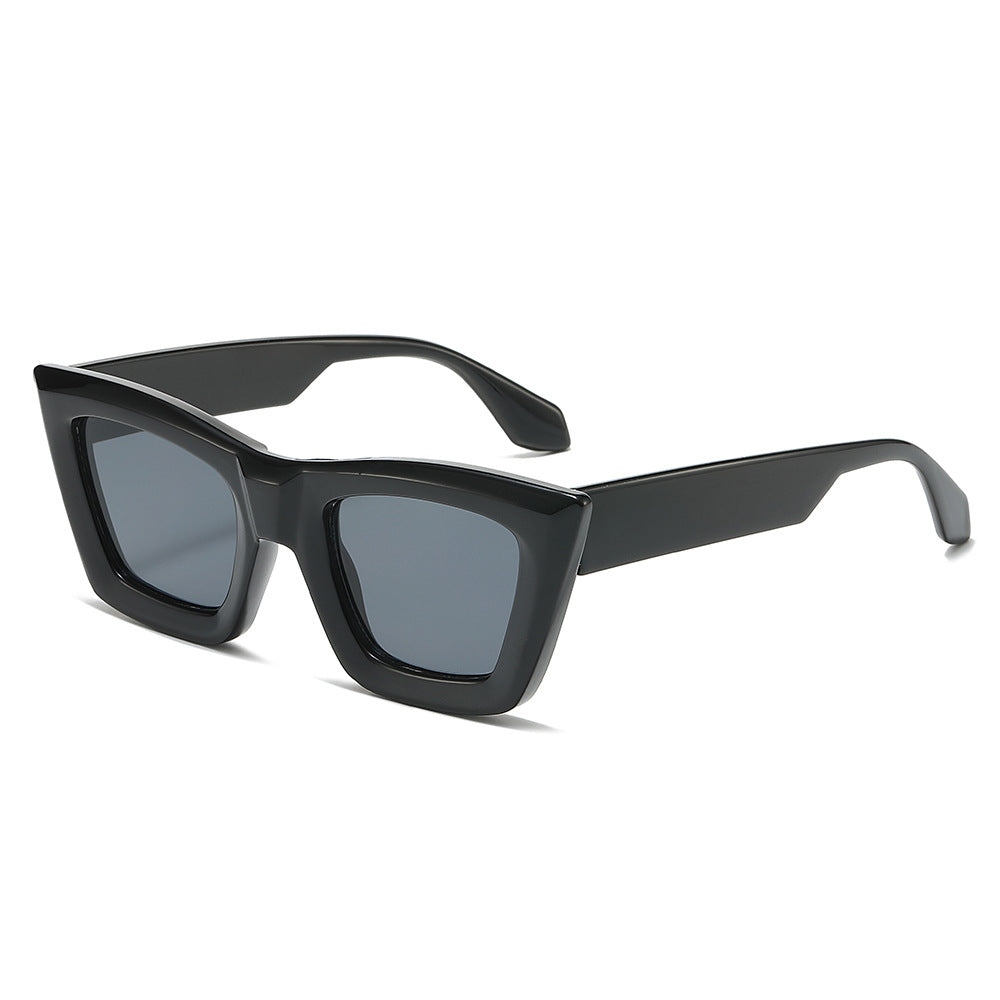 (6 PACK) Wholesale Sunglasses Oversized Cat Eye New Arrival Fashion Women 2025 - BulkSunglassesWholesale.com - Black Frame Black Lens