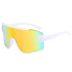 (12 PACK) Wholesale Sports Sunglasses One Piece Outdoor New Arrival Kids Cycling 2024 - BulkSunglassesWholesale.com - White Frame Orange Mirrored