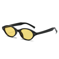 (6 PACK) Wholesale Sunglasses New Arrival Small Women Antiblue Light 2025 - BulkSunglassesWholesale.com - Shiny Black Frame Yellow Lens