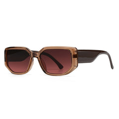 (6 PACK) Wholesale Sunglasses Wide Flat Top Women Classic Vintage Trendy 2024 - BulkSunglassesWholesale.com - Champagne Frame Purple Red Lens