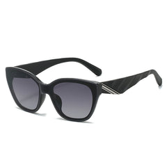(6 PACK) Wholesale Sunglasses New Arrival Cat Eye Unique One Piece One Piece Fashion Women 2025 - BulkSunglassesWholesale.com - Black Frame Gradient Black Lens