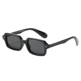 (6 PACK) Wholesale Sunglasses Rivet Fashion Trendy Street Vintage Square 2025 - BulkSunglassesWholesale.com - Black Frame Black Lens