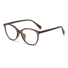 (6 PACK) Wholesale Eyeglasses Frames New Arrival Vintage TR Wood Grain Women Korean Cat Eye Antiblue Light 2025 - BulkSunglassesWholesale.com - Clear Tea Frame