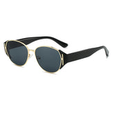 (6 PACK) Wholesale Sunglasses Korean Vintage Women Square Round 2025 - BulkSunglassesWholesale.com - Black Temple Gold Frame Black Lens