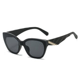 (6 PACK) Wholesale Sunglasses New Arrival Cat Eye Unique One Piece One Piece Fashion Women 2025 - BulkSunglassesWholesale.com - Black Frame Black Lens