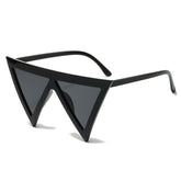 (6 PACK) Wholesale Sunglasses Unique Triangle Fashion Hip Hop 2025 - BulkSunglassesWholesale.com - Black Frame Black Lens