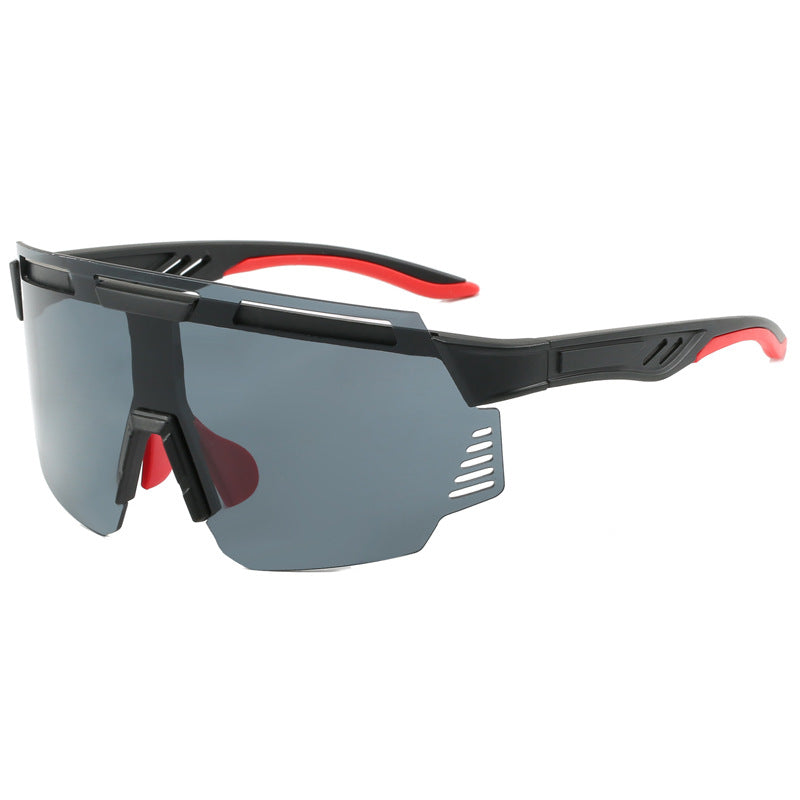(12 PACK) Wholesale Sports Sunglasses New Arrival Cycling Unisex One Piece Oversized Outdoor Sport Trendy 2024 - BulkSunglassesWholesale.com - Black Frame Black Lens