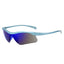 (12 PACK) Wholesale Sports Sunglasses Fashion Unique Women Trendy Sport Cycling Windproof 2024 - BulkSunglassesWholesale.com - Blue Frame Blue Mirrored