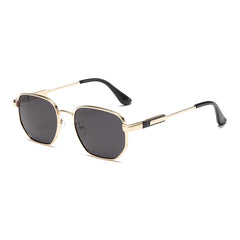 (6 PACK) Wholesale Sunglasses Metal Vintage Trendy Street 2024 - BulkSunglassesWholesale.com - Gold Frame Black Grey