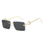 (6 PACK) Wholesale Sunglasses New Arrival Rimless Unique Metal Fashion Cut Edge Women 2024 - BulkSunglassesWholesale.com - Gold Frame Black Lens