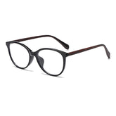 (6 PACK) Wholesale Eyeglasses Frames New Arrival Vintage TR Wood Grain Women Korean Cat Eye Antiblue Light 2025 - BulkSunglassesWholesale.com - Shiny Black Frame