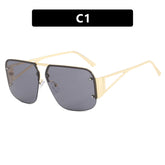 (6 PACK) Wholesale Sunglasses Square Fashion Aviator Vintage Semirimless 2024 - BulkSunglassesWholesale.com - Gold Frame Grey