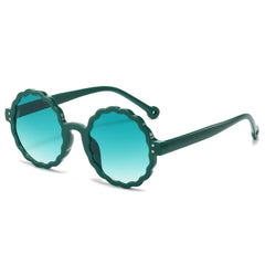 (6 PACK) Wholesale Sunglasses New Arrival Round Unique Round Fashion Women 2024 - BulkSunglassesWholesale.com - Green Frame Green Lens