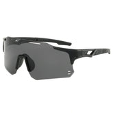 (12 PACK) Wholesale Sports Sunglasses New Arrival Outdoor Cycling Windproof Unisex Sport 2024 - BulkSunglassesWholesale.com - Black Frame Black Lens