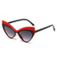 (6 PACK) Wholesale Sunglasses New Arrival Cat Eye Unique Oversized Fashion 2024 - BulkSunglassesWholesale.com - Black Red Frame Black Lens