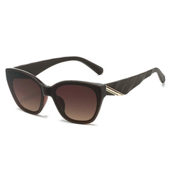 (6 PACK) Wholesale Sunglasses New Arrival Cat Eye Unique One Piece One Piece Fashion Women 2025 - BulkSunglassesWholesale.com - Tea Frame Gradient Tea Lens