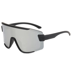 (12 PACK) Wholesale Sports Sunglasses One Piece Outdoor New Arrival Kids Cycling 2024 - BulkSunglassesWholesale.com - Black Frame Mirrored