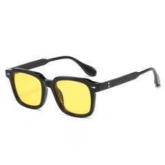 (6 PACK) Wholesale Sunglasses New Arrival Square Fashion Vintage Trendy 2025 - BulkSunglassesWholesale.com - Black Frame Yellow Lens