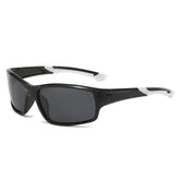 (12 PACK) Wholesale Sports Sunglasses Unisex New Arrival Polarized Night Vision Cycling Outdoor Sport 2024 - BulkSunglassesWholesale.com - Shiny Black White Temple Black Lens