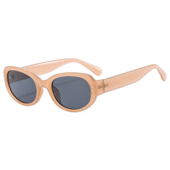 (6 PACK) Wholesale Sunglasses Oval Small Women Vintage Cat Eye 2024 - BulkSunglassesWholesale.com - Clear Pink Frame Black Lens