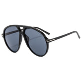 (6 PACK) Wholesale Sunglasses New Arrival Oversized Aviator Double Bridge Fashion Women 2024 - BulkSunglassesWholesale.com - Black Frame Black Lens