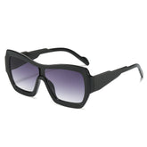(6 PACK) Wholesale Sunglasses New Arrival One Piece Square One Piece Oversized Fashion 2025 - BulkSunglassesWholesale.com - Black Frame Gradient Black Lens