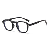 (6 PACK) Wholesale Eyeglasses Frames New Arrival Antiblue Light Fashion Rivet Korean Wood Grain Small Trendy 2025 - BulkSunglassesWholesale.com - Shiny Black Frame