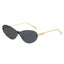 (6 PACK) Wholesale Sunglasses New Arrival Cat Eye Unique One Piece Square 2025 - BulkSunglassesWholesale.com - Gold Frame Black Lens