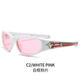 (6 PACK) Wholesale Sunglasses New Arrival Sport Fashion Trendy Vintage Unisex 2024 - BulkSunglassesWholesale.com - White Frame Pink Lens