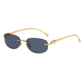 (6 PACK) Wholesale Sunglasses Leopard Head Rimless Metal Women New Arrival Colorful Street Trendy 2025 - BulkSunglassesWholesale.com - Gold Frame Black Grey