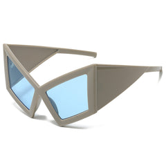 (6 PACK) Wholesale Sunglasses Unique Oversized Cat Eye Unique Hip Hop 2024 - BulkSunglassesWholesale.com - Leopard Print Frame Gradient Tea Lens