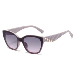 (6 PACK) Wholesale Sunglasses New Arrival Cat Eye Unique One Piece One Piece Fashion Women 2025 - BulkSunglassesWholesale.com - Grey Frame Grey Pink Lens