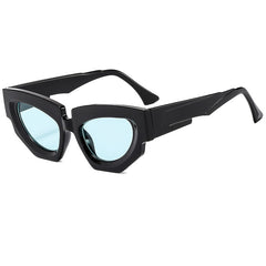 (6 PACK) Wholesale Sunglasses New Arrival Cat Eye Unique Hip Hop Fashion Women 2024 - BulkSunglassesWholesale.com - Black Frame Green Lens