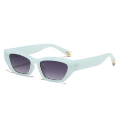(6 PACK) Wholesale Sunglasses New Arrival Cat Eye Fashion Small Women 2025 - BulkSunglassesWholesale.com - Blue Frame Gradient Black Lens