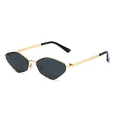 (6 PACK) Wholesale Sunglasses New Arrival Fashion Polygon Metal Unique 2025 - BulkSunglassesWholesale.com - Gold Frame Black Lens