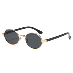 (6 PACK) Wholesale Sunglasses Korean Metal Oval Cat Eye Vintage Women Trendy Round 2025 - BulkSunglassesWholesale.com - Gold Frame Black Lens