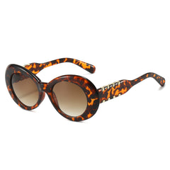 (6 PACK) Wholesale Sunglasses New Arrival Oval Fashion Unique Women 2025 - BulkSunglassesWholesale.com - Leopard Print Frame Gradient Tea Lens