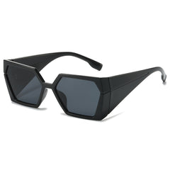 (6 PACK) Wholesale Sunglasses New Arrival Square Fashion Unique Hip Hop Fashion Women 2024 - BulkSunglassesWholesale.com - Black Frame Black Lens