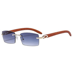 (6 PACK) Wholesale Sunglasses New Arrival Trendy Rimless Vintage Women Square 2024 - BulkSunglassesWholesale.com - Silver Frame Gradient Black Lens
