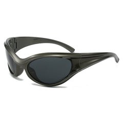 (12 PACK) Wholesale Sports Sunglasses Trendy New Arrival Cycling Fashion Vintage Sport Oversized Cat Eye 2024 - BulkSunglassesWholesale.com - Frame Black Lens